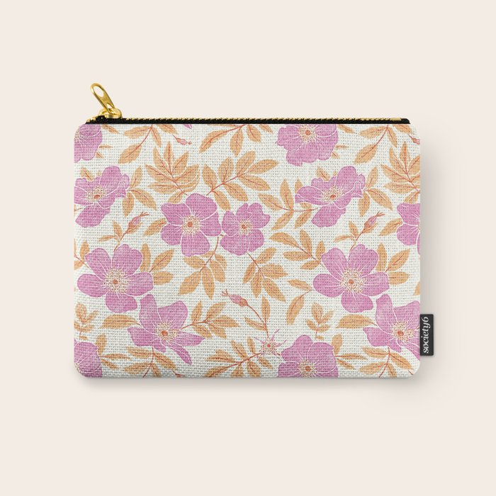 Wild Mountain Roses - sunset pink and orange  Carry All Pouch Gallery Image 1