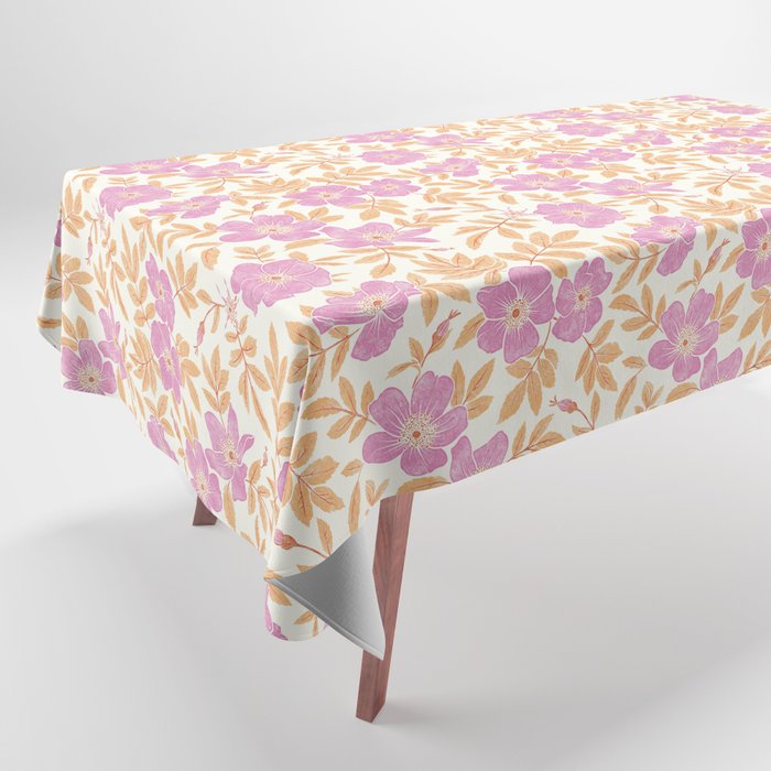 Wild Mountain Roses - sunset pink and orange  Tablecloth Gallery Image 1