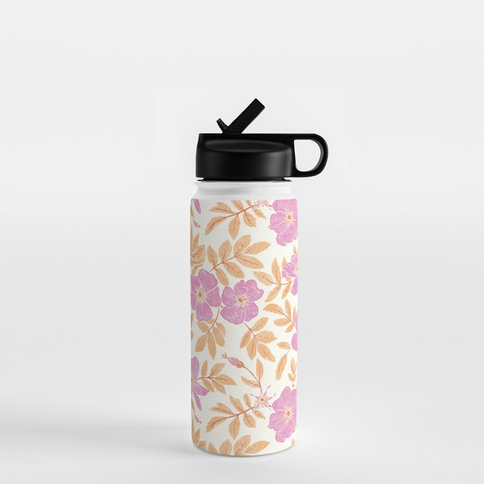 Wild Mountain Roses - sunset pink and orange  Water Bottle Gallery Image 1