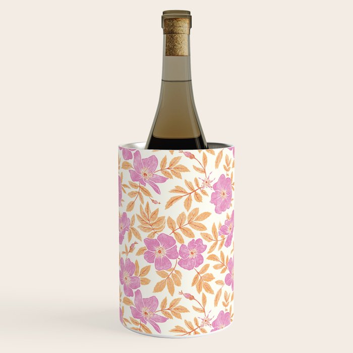 Wild Mountain Roses - sunset pink and orange  Wine Chiller Gallery Image 1