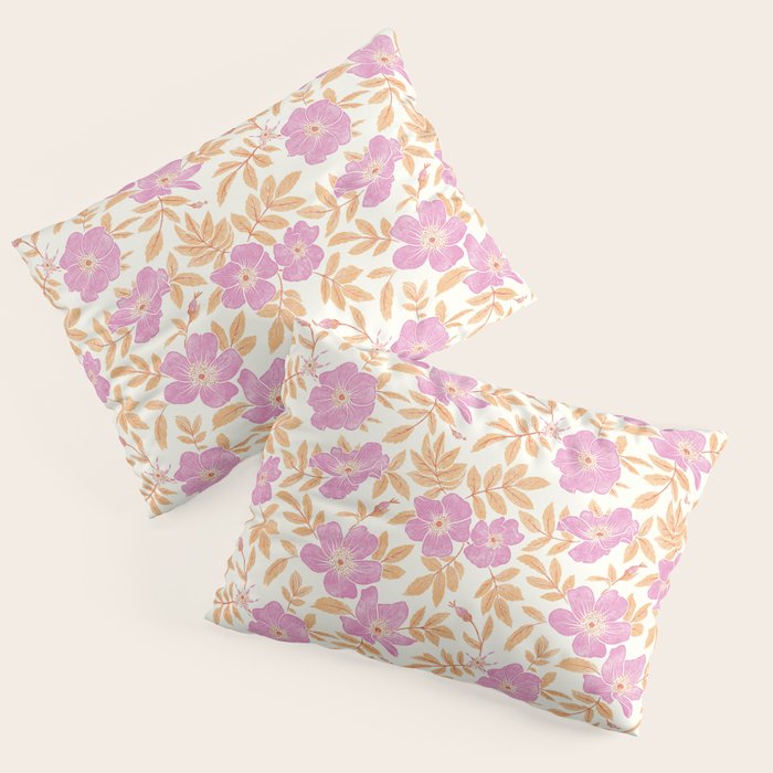 Wild Mountain Roses - sunset pink and orange  Pillow Sham Gallery Image 3