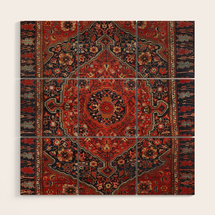 Persian Joshan Vintage Rug Pattern Wood Wall Art Gallery Image 1