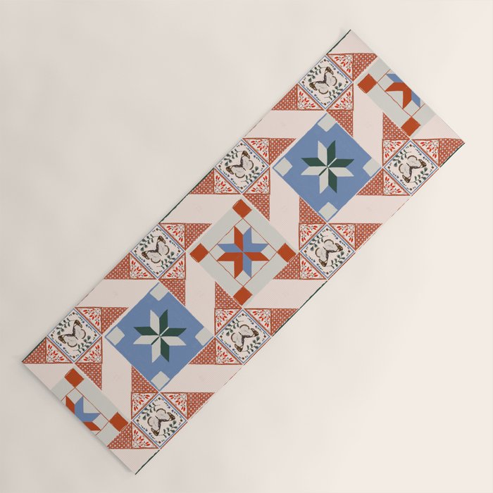 Vintage Quilt Block Pattern Yoga Mat Gallery Image 1