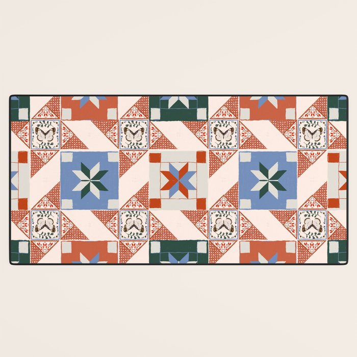 Vintage Quilt Block Pattern Desk Mat Gallery Image 3