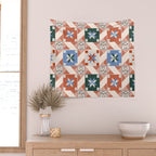 Vintage Quilt Block Pattern Wall Tapestry Gallery Image 2