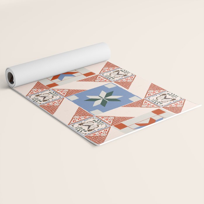 Vintage Quilt Block Pattern Yoga Mat Gallery Image 2