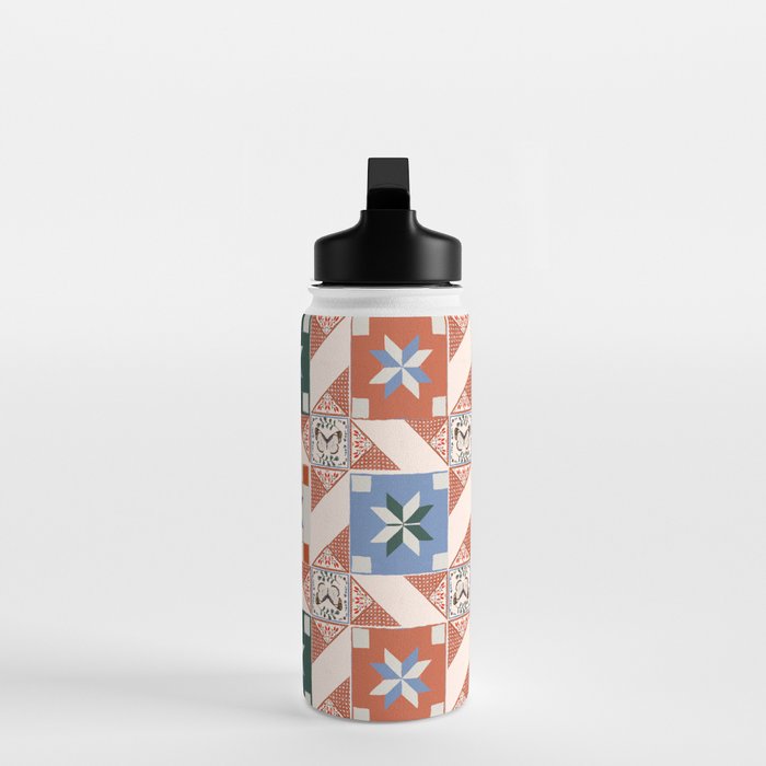 Vintage Quilt Block Pattern Water Bottle Gallery Image 3