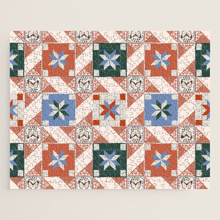 Vintage Quilt Block Pattern Jigsaw Puzzle Gallery Image 1