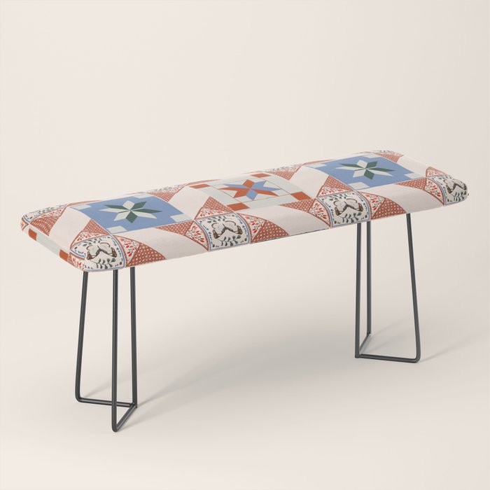 Vintage Quilt Block Pattern Bench Gallery Image 1