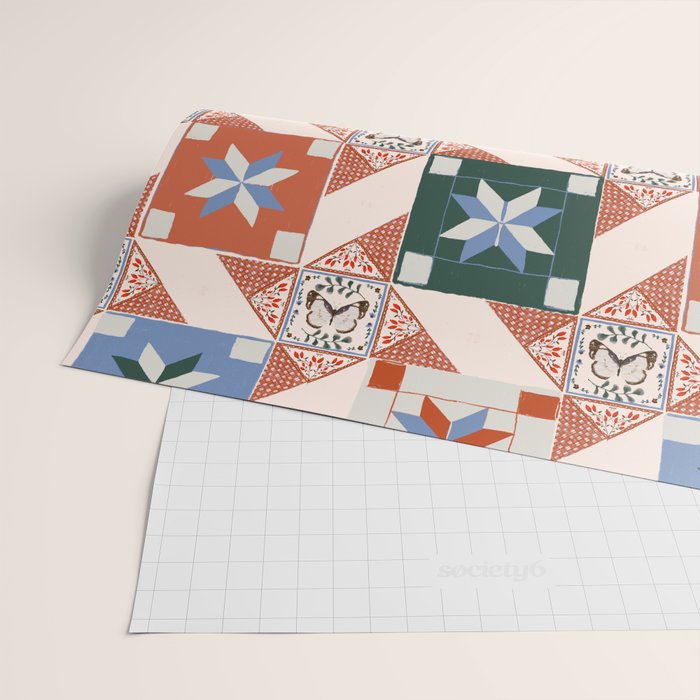 Vintage Quilt Block Pattern Wrapping Paper Gallery Image 2