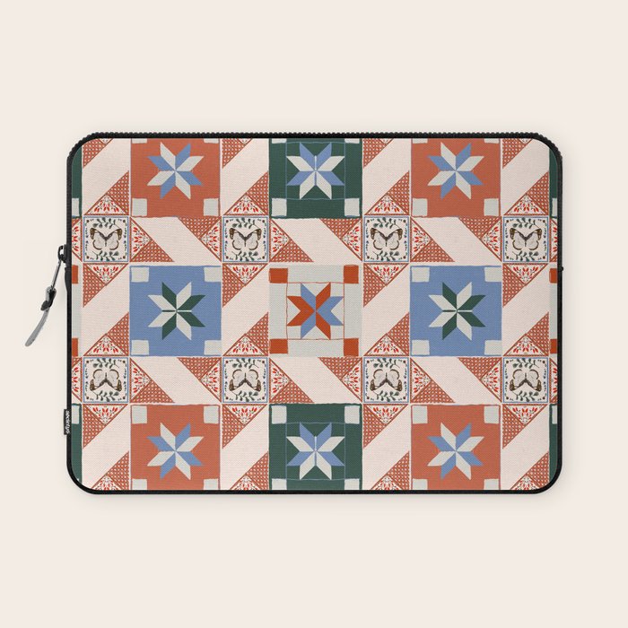 Vintage Quilt Block Pattern Laptop Sleeve Gallery Image 1
