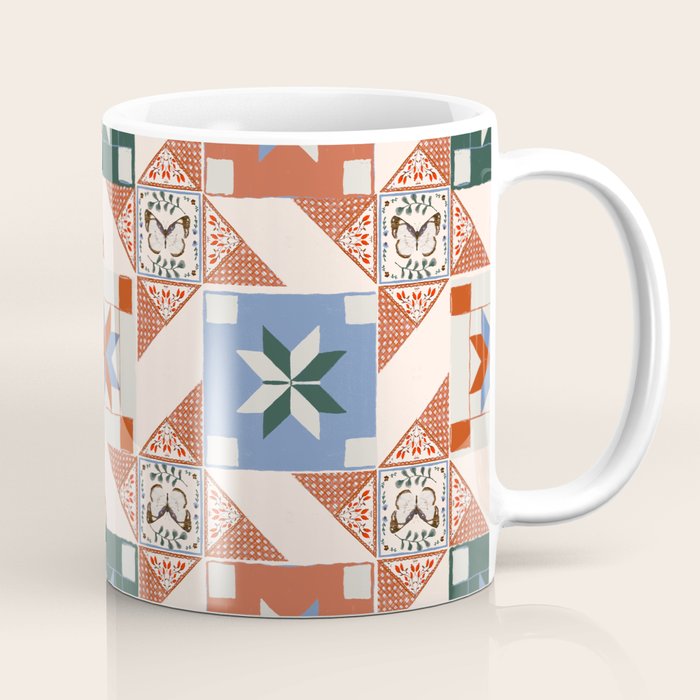 Vintage Quilt Block Pattern Coffee Mug Gallery Image 1