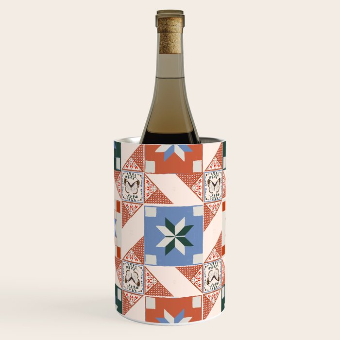 Vintage Quilt Block Pattern Wine Chiller Gallery Image 2