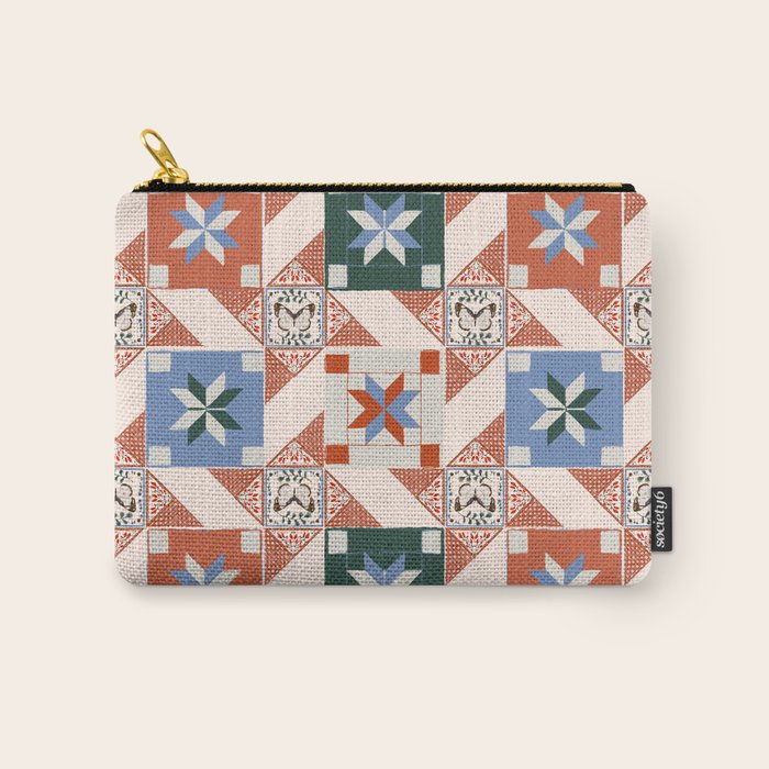 Vintage Quilt Block Pattern Carry All Pouch Gallery Image 1