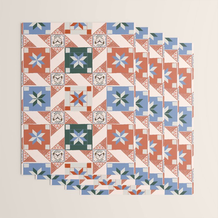 Vintage Quilt Block Pattern Wrapping Paper Gallery Image 3