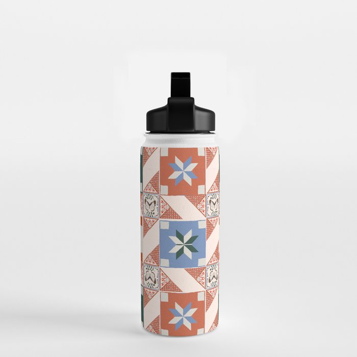 Vintage Quilt Block Pattern Water Bottle Gallery Image 2