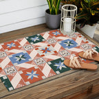 Vintage Quilt Block Pattern Outdoor Rug Gallery Image 2