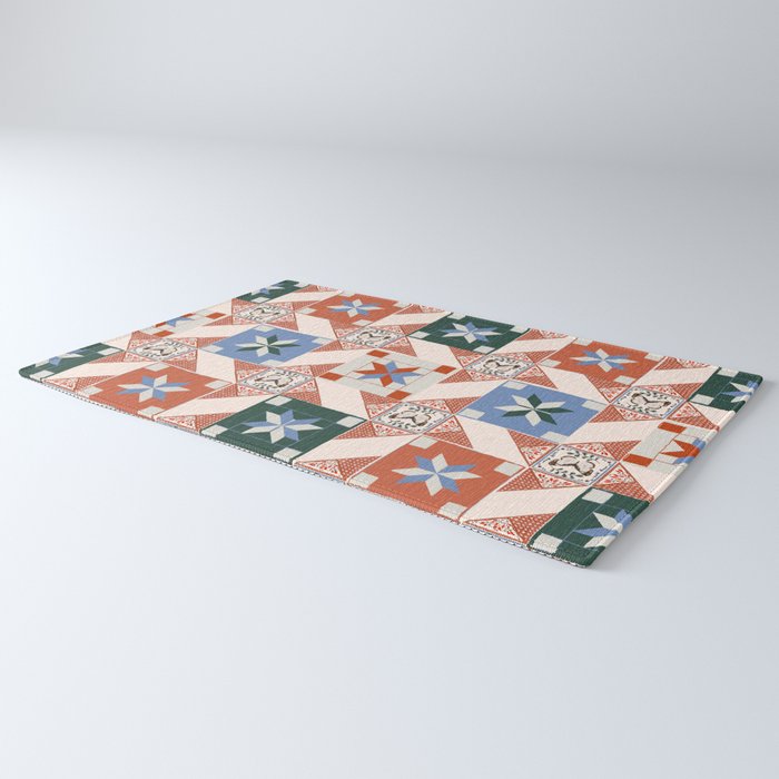 Vintage Quilt Block Pattern Rug Gallery Image 3