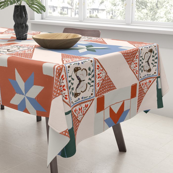 Vintage Quilt Block Pattern Tablecloth Gallery Image 3