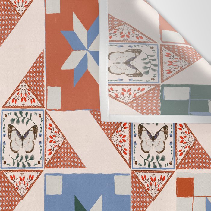 Vintage Quilt Block Pattern Wall Tapestry Gallery Image 3