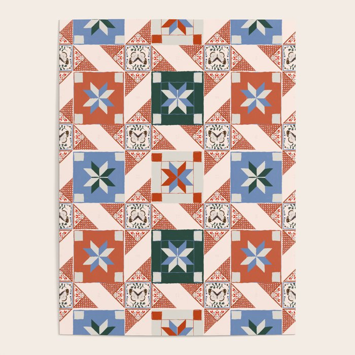 Vintage Quilt Block Pattern Poster Gallery Image 4