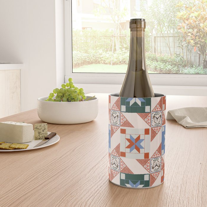Vintage Quilt Block Pattern Wine Chiller Gallery Image 4