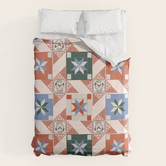 Vintage Quilt Block Pattern Duvet Cover Gallery Image 6
