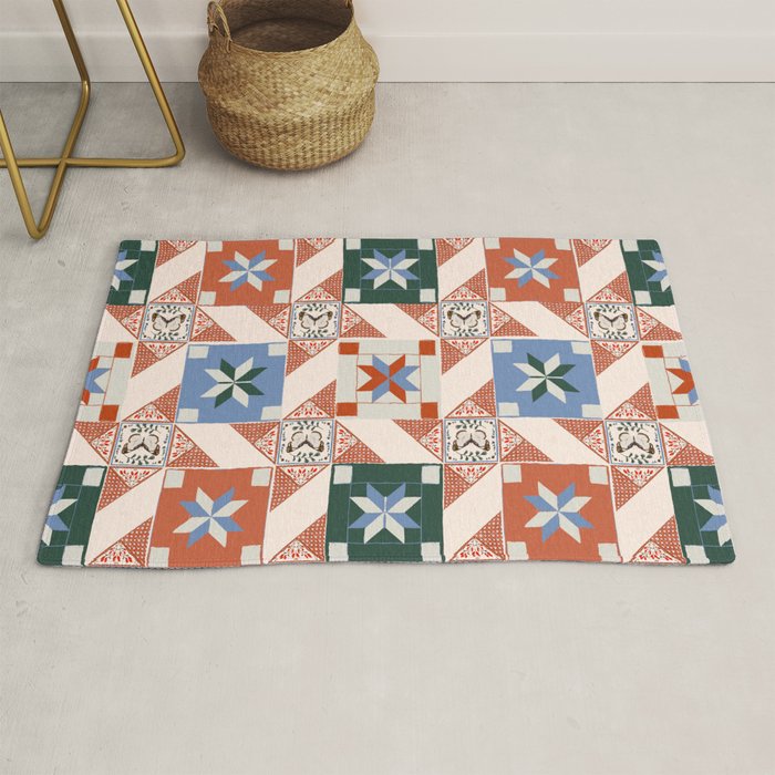 Vintage Quilt Block Pattern Rug Gallery Image 1