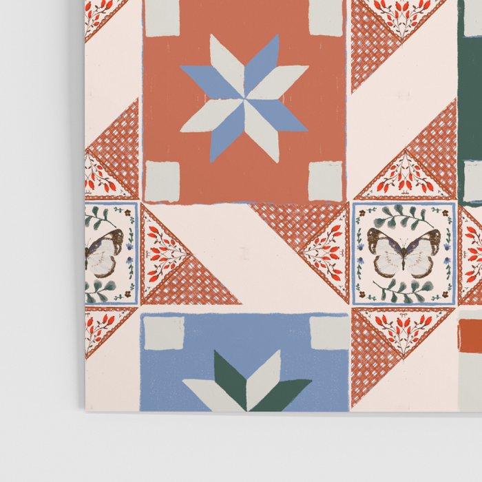 Vintage Quilt Block Pattern Poster Gallery Image 3
