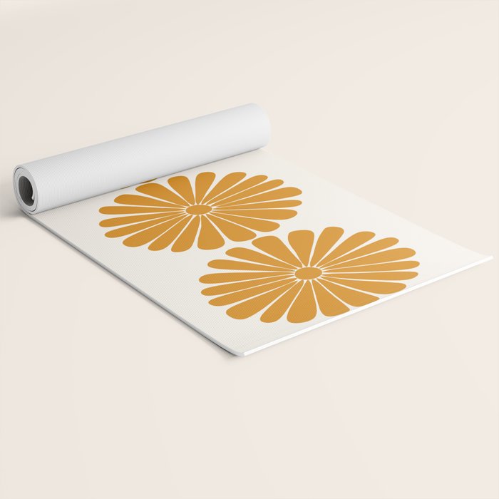 Retro Daisy Abstract V Golden Yellow Bold Floral Yoga Mat Gallery Image 2