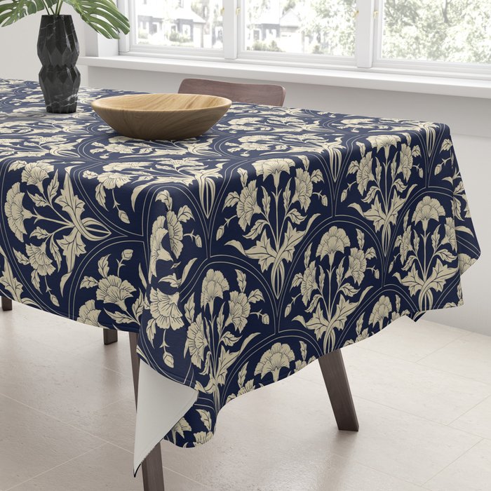 Victorian Botanicals Cornflower In Navy Blue Tablecloth Gallery Image 3