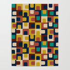 Mid Century Modern Concordance Blue Rust Mustard Geometric Pattern Poster Gallery Image 4