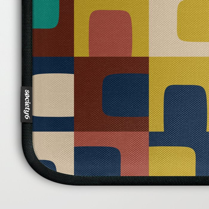 Mid Century Modern Concordance Blue Rust Mustard Geometric Pattern Laptop Sleeve Gallery Image 3