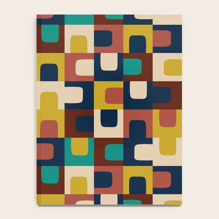 Mid Century Modern Concordance Blue Rust Mustard Geometric Pattern Notebook Gallery Image 4
