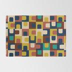 Mid Century Modern Concordance Blue Rust Mustard Geometric Pattern Rug Gallery Image 2