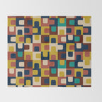 Mid Century Modern Concordance Blue Rust Mustard Geometric Pattern Throw Blanket Gallery Image 2