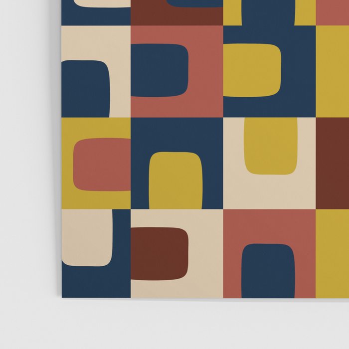 Mid Century Modern Concordance Blue Rust Mustard Geometric Pattern Poster Gallery Image 3
