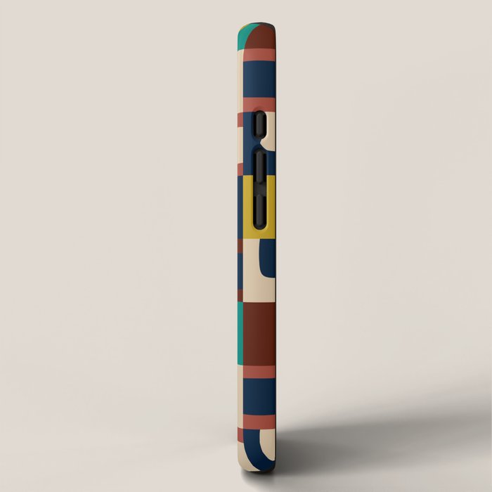Mid Century Modern Concordance Blue Rust Mustard Geometric Pattern iPhone Case Gallery Image 2