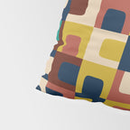 Mid Century Modern Concordance Blue Rust Mustard Geometric Pattern Pillow Sham Gallery Image 4