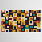 Mid Century Modern Concordance Blue Rust Mustard Geometric Pattern Tablecloth Gallery Image 2