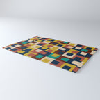 Mid Century Modern Concordance Blue Rust Mustard Geometric Pattern Rug Gallery Image 3