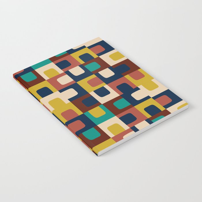 Mid Century Modern Concordance Blue Rust Mustard Geometric Pattern Notebook Gallery Image 2