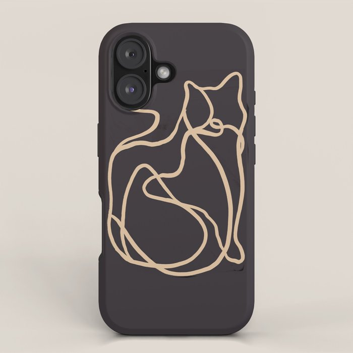 Abstract Line Art Cat 2 iPhone Case Gallery Image 1