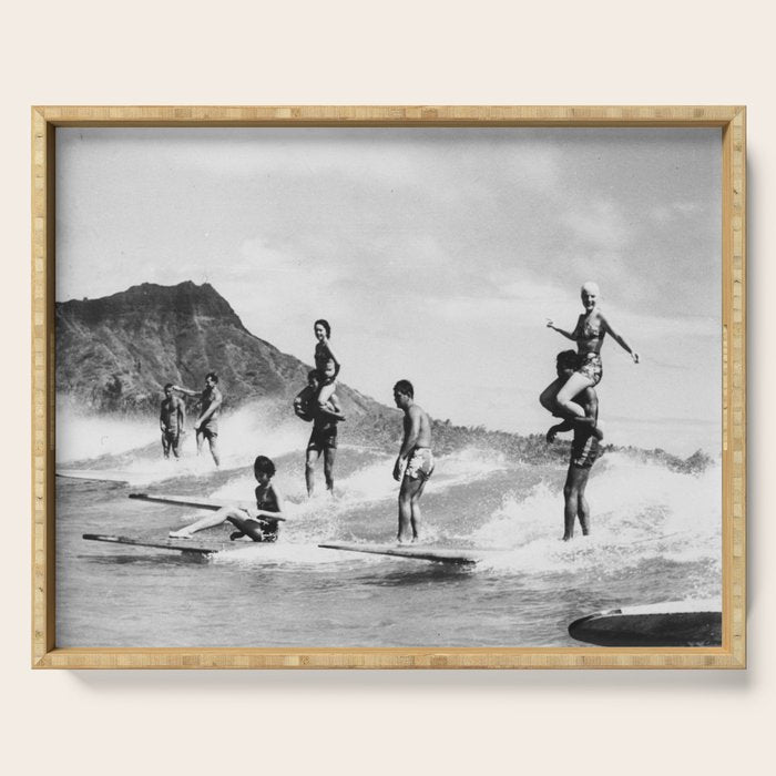 Vintage Hawaii Tandem Surfing Serving Tray Gallery Image 1