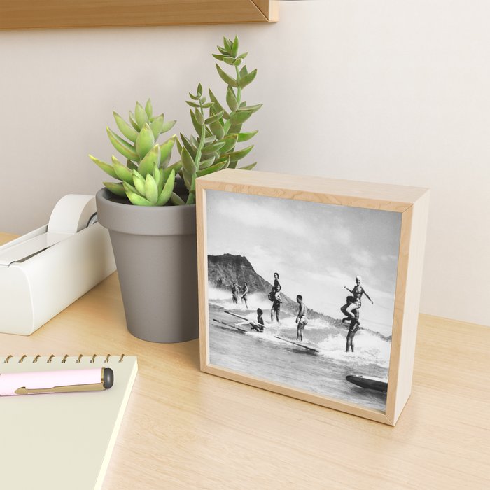 Vintage Hawaii Tandem Surfing Mini Art Print Gallery Image 2