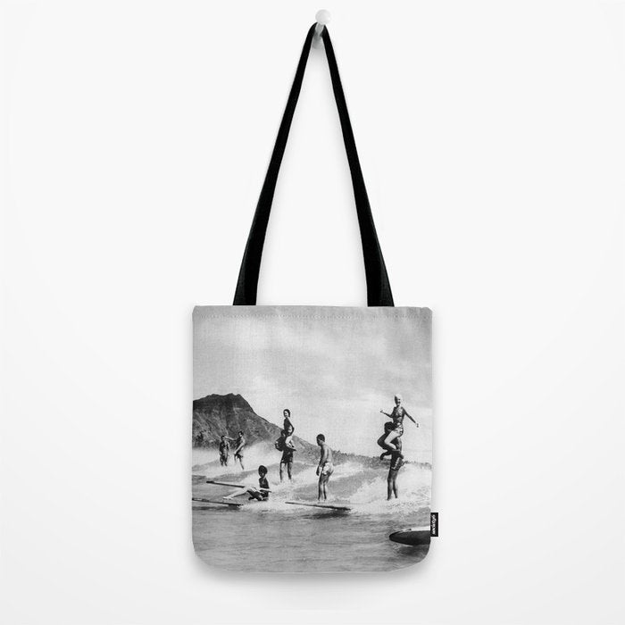 Vintage Hawaii Tandem Surfing Tote Bag Gallery Image 2