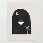 Ancient Alien Visitor Black White Minimalist Line Drawing Paper Collage by Ejaaz Haniff Poster Gallery Image 4