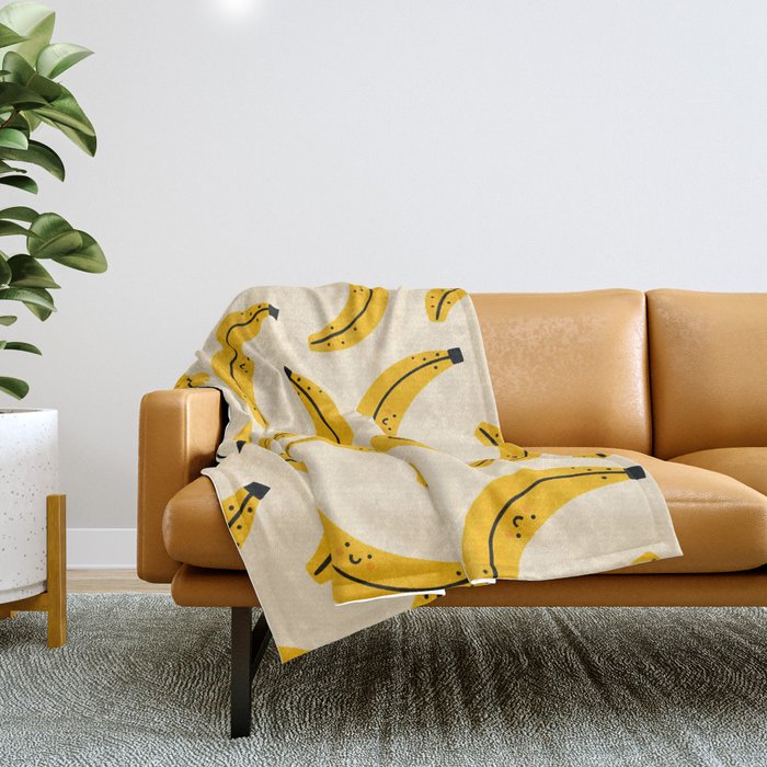 Happy Bananas Throw Blanket Gallery Image 1