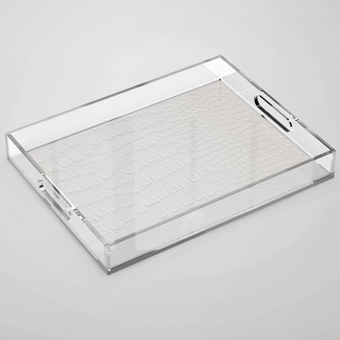 White Crocodile Leather Acrylic Tray Gallery Image 1