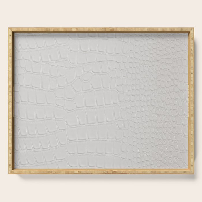 White Crocodile Leather Serving Tray Gallery Image 1